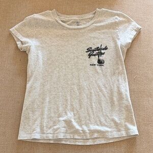 Brandy Melville Southside Guitars New York Light Gray Graphic Tee